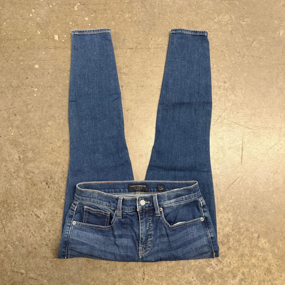 Lucky Brand Ava Mid Rise Skinny Ankle Jeans Womens 6/28 Medium Wash Blue Denim